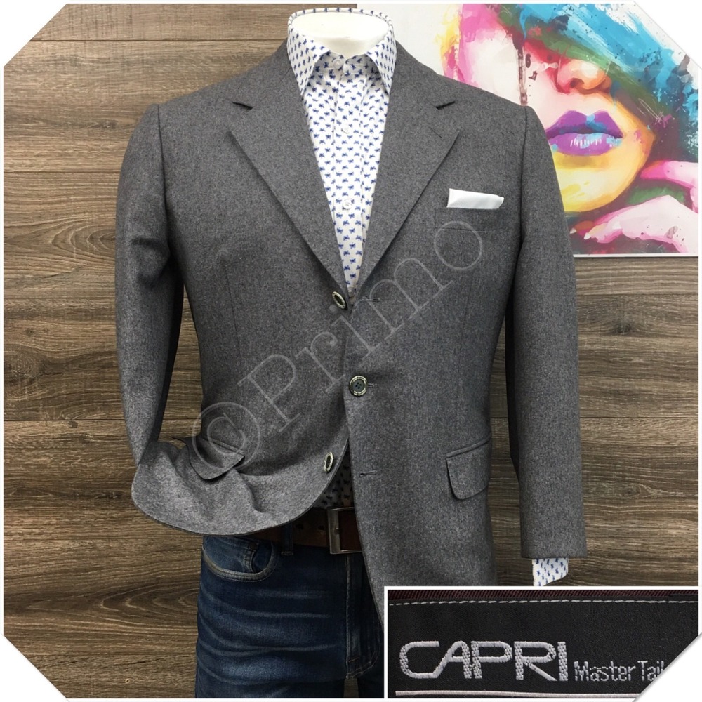 VINTAGE Mens Bespoke Cashmere Blazer Sport Coat Casual Jacket Size 40R Gray Suit
